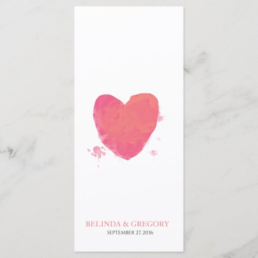 Rustische Waterverf Heart Wedding Menu (Achterkant)