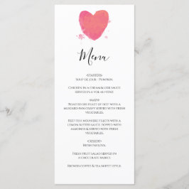 Rustische Waterverf Heart Wedding Menu