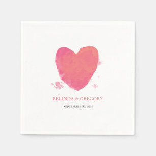 Rustische Waterverf Heart Wedding Servet