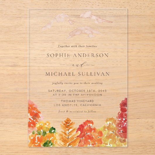 Rustische Waterverf herfst bosfeest Acryl Uitnodigingen (Voorkant)