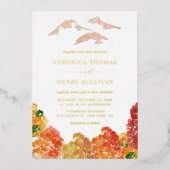 Rustische Waterverf herfst bosfeest Folie Uitnodiging (Voorkant)