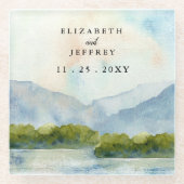 Rustische Waterverf in het winterhuwelijk Glazen Onderzetter (Voorkant)