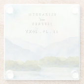 Rustische Waterverf in het winterhuwelijk Glazen Onderzetter (Achterkant)