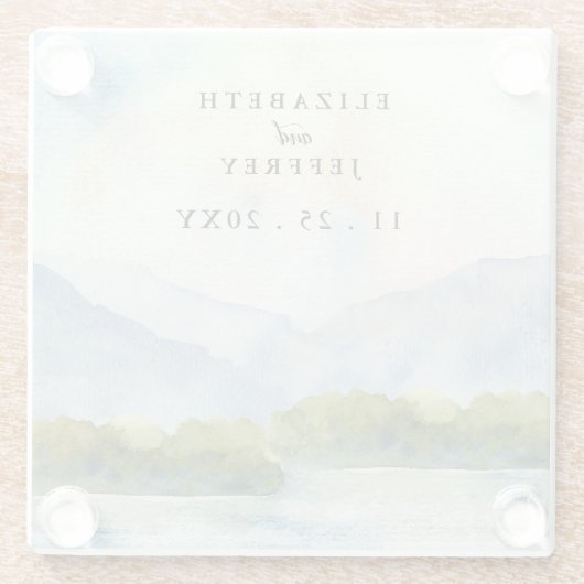Rustische Waterverf in het winterhuwelijk Glazen Onderzetter (Achterkant)
