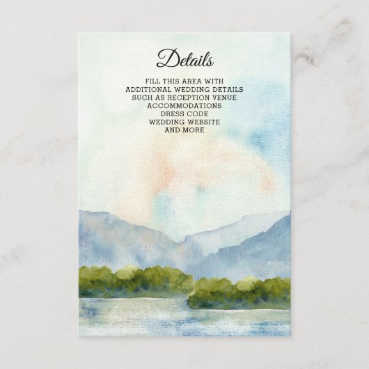 Rustische Waterverf in het winterhuwelijk Informatiekaartje (Voorkant)