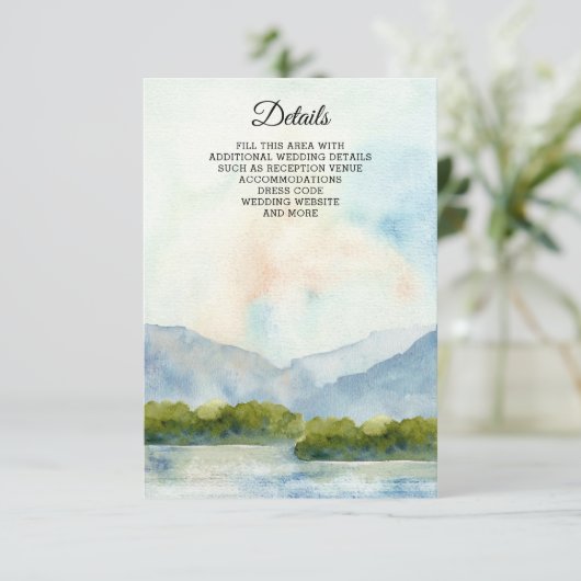 Rustische Waterverf in het winterhuwelijk Informatiekaartje (Staand voorkant)