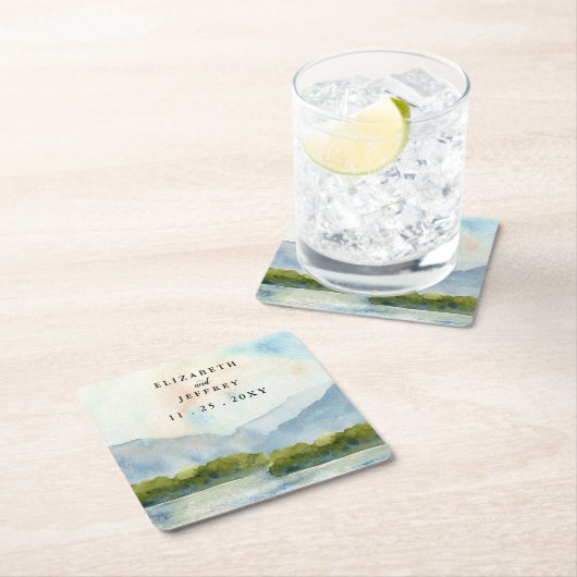 Rustische Waterverf in het winterhuwelijk Kartonnen Onderzetters (Insitu)