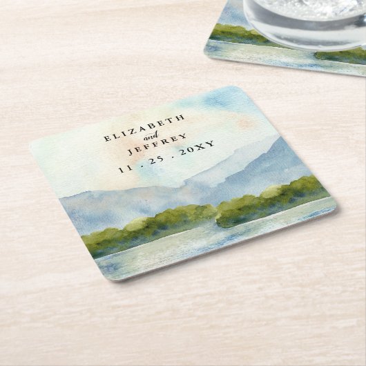 Rustische Waterverf in het winterhuwelijk Kartonnen Onderzetters (Schuin)