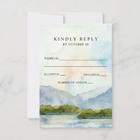 Rustische Waterverf in het winterhuwelijk RSVP Kaartje (Voorkant)