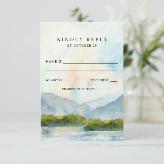 Rustische Waterverf in het winterhuwelijk RSVP Kaartje (Staand voorkant)