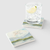 Rustische Waterverf in het winterhuwelijk Stenen Onderzetter (Zijkant)