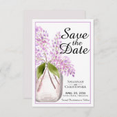 Rustische Waterverf Jar van Lila bloemen bruiloft Save The Date (Voorkant / Achterkant)