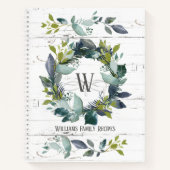 Rustische Waterverf Laurel Wreath Monogram Recipe Notitieboek (Voorkant)
