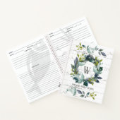 Rustische Waterverf Laurel Wreath Monogram Recipe Notitieboek (Binnen)