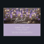 Rustische Waterverf Lavender Bridal Rustic Shower Uitnodiging Briefkaart<br><div class="desc">Uitnodiging in de britse bridal. Lavenderlichten,  hout. Schoen. Hout Fence.</div>