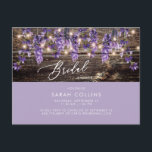 Rustische Waterverf Lavender Bridal Rustic Shower Uitnodiging Briefkaart<br><div class="desc">Uitnodiging in de britse bridal. Lavenderlichten,  hout. Schoen. Hout Fence.</div>