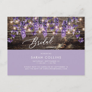 Rustische Waterverf Lavender Bridal Rustic Shower Uitnodiging Briefkaart
