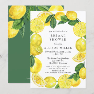 Rustische Waterverf Lemon Wreath Vrijgezellenfeest Kaart
