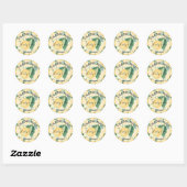 Rustische Waterverf Lemons Greenery BEDANK JE Ronde Sticker (Vel)