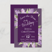 Rustische Waterverf Lilacs Calligraphy Plum Weddin Save The Date (Voorkant / Achterkant)