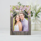 Rustische Waterverf Lilacs op houtenfoto's Save The Date (Staand voorkant)