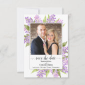 Rustische Waterverf Lilacs & Photo Simple Wedding Save The Date (Voorkant)