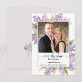 Rustische Waterverf Lilacs & Photo Simple Wedding Save The Date (Voorkant / Achterkant)