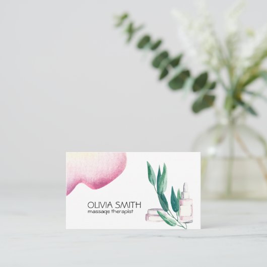 Rustische Waterverf Moord op Floral Visitekaartje (Staand voorkant)