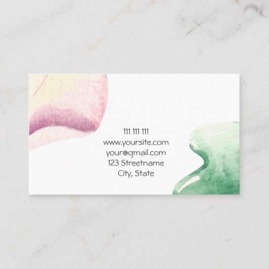 Rustische Waterverf Moord op Floral Visitekaartje (Achterkant)