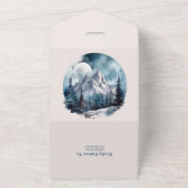 Rustische Waterverf Mountain Forest Winter Wedding All In One Uitnodiging (Buitenkant)