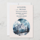 Rustische Waterverf Mountain Forest Winter Wedding Kaart (Voorkant)