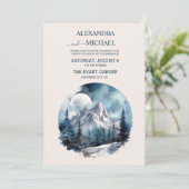 Rustische Waterverf Mountain Forest Winter Wedding Kaart (Staand voorkant)