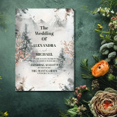 Rustische Waterverf Mountain Forest Winter Wedding Kaart