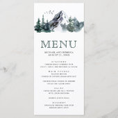 Rustische Waterverf Mountain Forest Winter Wedding Menu (Voorkant)