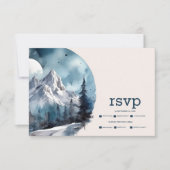 Rustische Waterverf Mountain Forest Winter Wedding RSVP Kaartje (Voorkant)