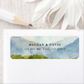 Rustische Waterverf Mountain Winter Wedding Etiket (Insitu)