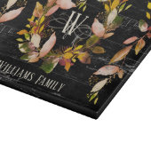 Rustische Waterverf najaar Wreath Monogram naam Snijplank (Hoek)