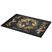 Rustische Waterverf najaar Wreath Monogram naam Snijplank (Hoek)