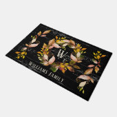 Rustische Waterverf najaar — Zwarte Wreath Family Deurmat (Schuin)