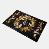 Rustische Waterverf najaar — Zwarte Wreath Family Deurmat (Schuin)