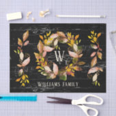 Rustische Waterverf najaar — Zwarte Wreath Family Tissuepapier (Craft)