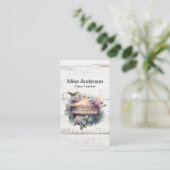 Rustische Waterverf Piano-leraar Visitekaartje (Staand voorkant)