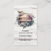 Rustische Waterverf Piano-leraar Visitekaartje (Achterkant)