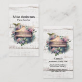 Rustische Waterverf Piano-leraar Visitekaartje (Voorkant / Achterkant)