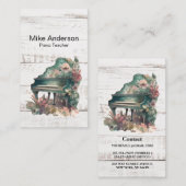 Rustische Waterverf Piano-leraar Visitekaartje (Voorkant / Achterkant)