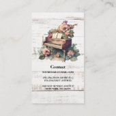 Rustische Waterverf Piano-leraar Visitekaartje (Achterkant)