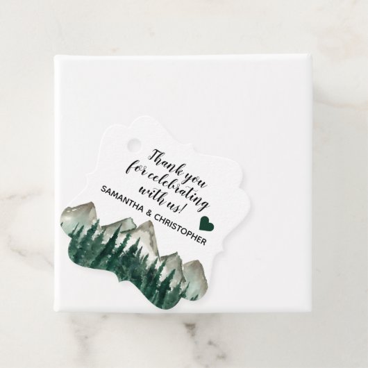 Rustische Waterverf Pine Bindgebergte Hartelijk da Bedankjes Labels