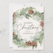 Rustische Waterverf Pine Cone, niet-foto Feestdagenkaart (Voorkant)