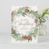 Rustische Waterverf Pine Cone, niet-foto Feestdagenkaart (Staand voorkant)