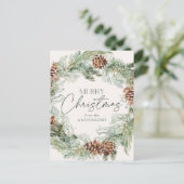 Rustische Waterverf Pine Cone, niet-foto Feestdagenkaart (Staand voorkant)